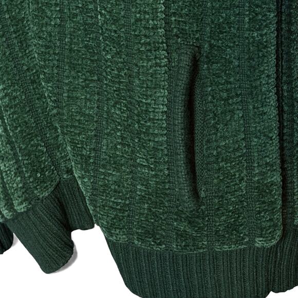 Draper’s & Damon’s Green Chenille Zip Cardigan Ribbed Trim Pockets Cottage Sz S - Picture 8 of 10